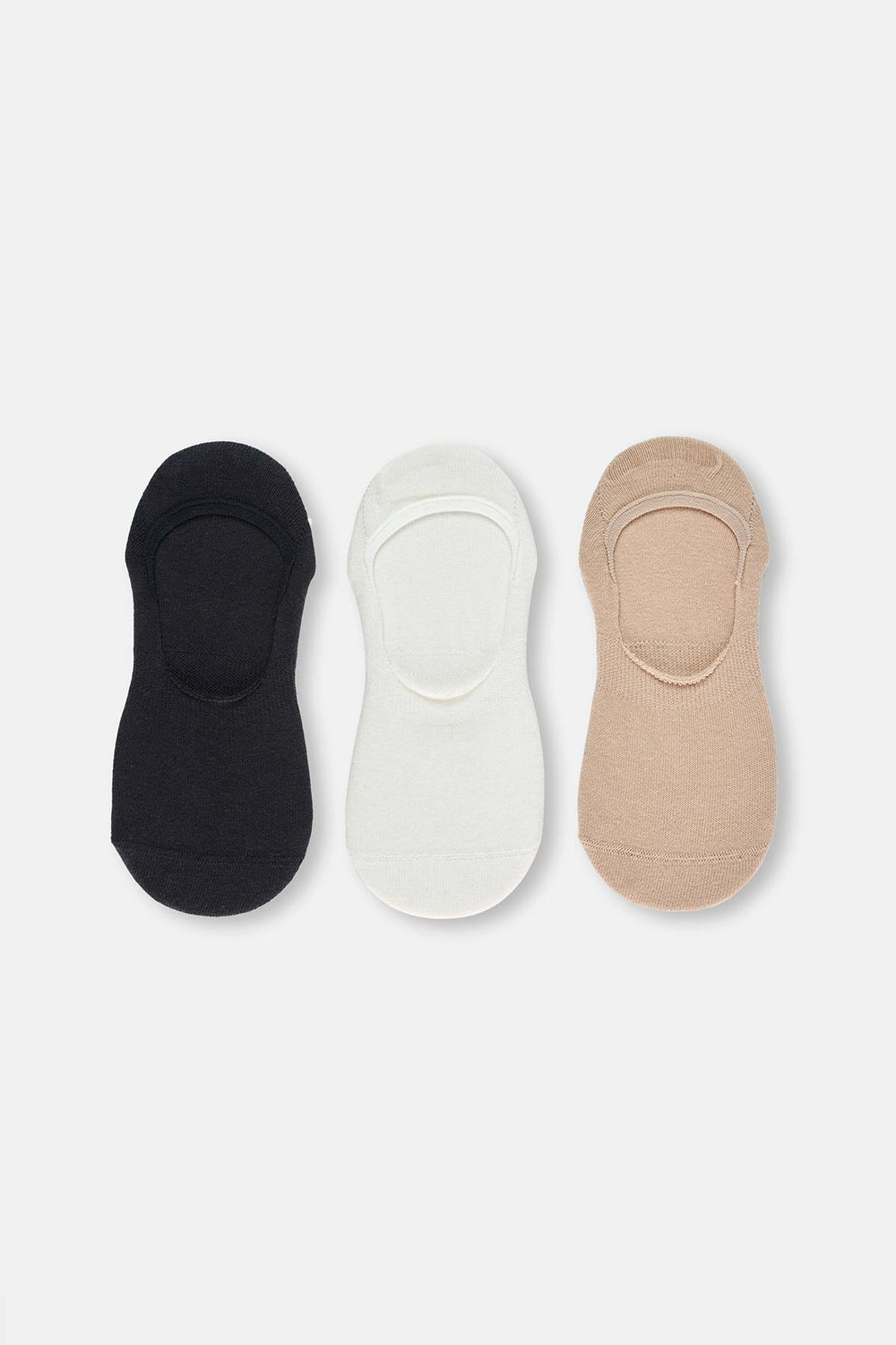 Ekru Kadın Görünmez Çorap 3'Lü