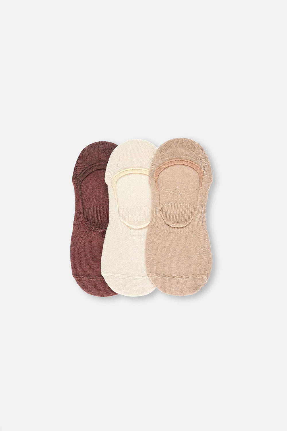 Kahve Kadın Görünmez Çorap 3'Lü