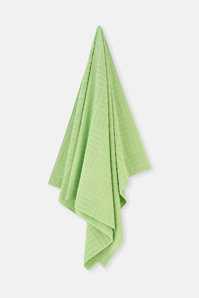 Açık Yeşil Çizgi Dokulu Düz Renk Havlu 85X150