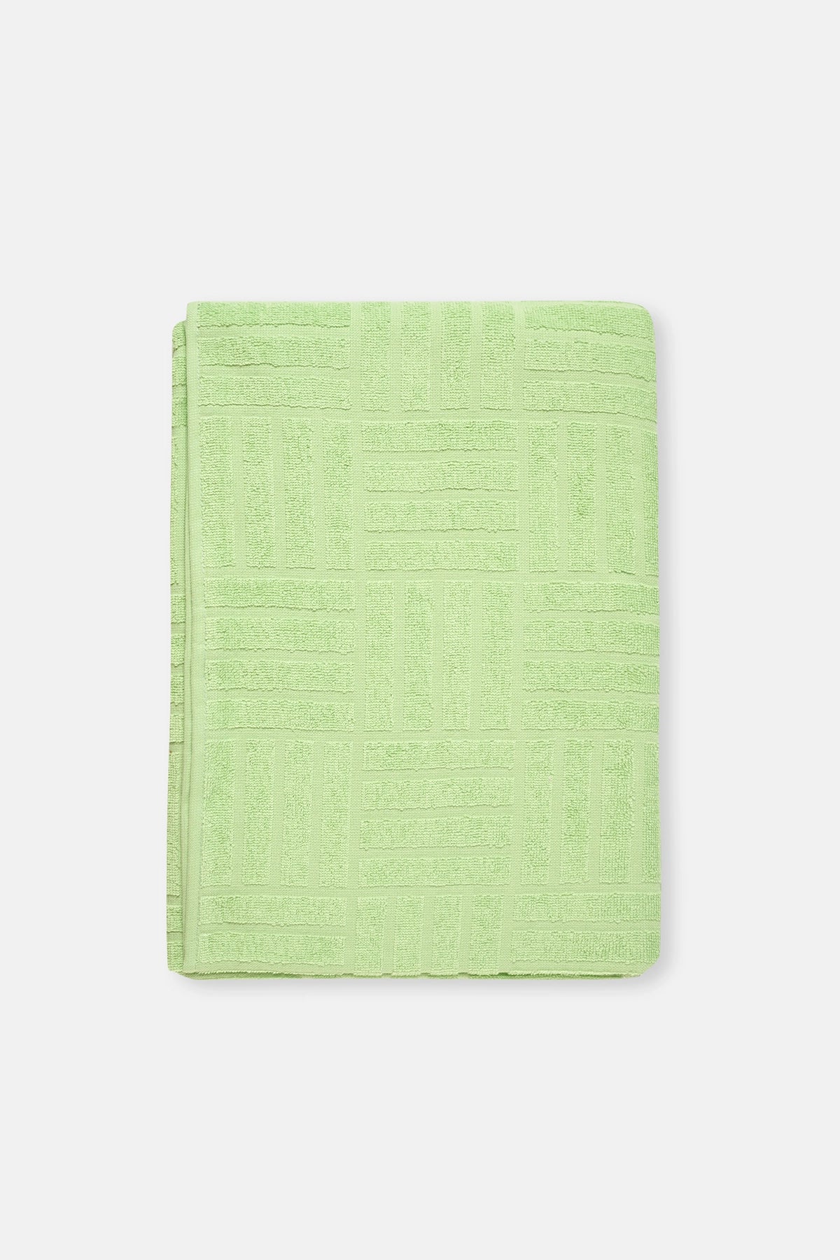 Açık Yeşil Çizgi Dokulu Düz Renk Havlu 85X150