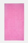 Pembe Çizgi Dokulu Düz Renk Havlu 85X150