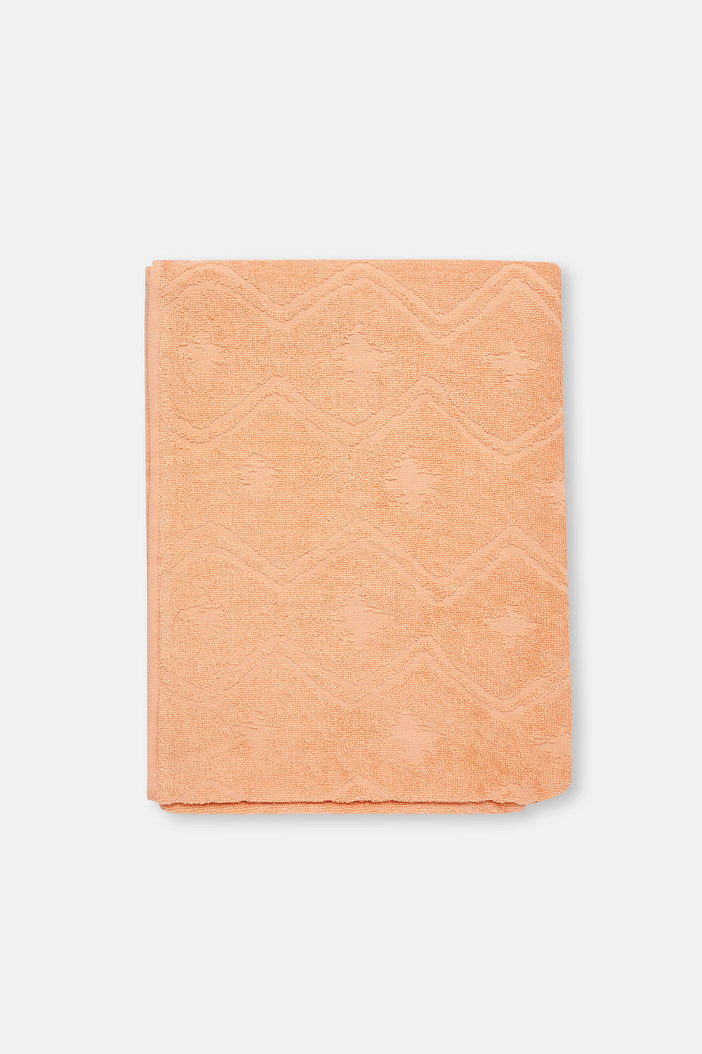 Turuncu Zigzag Dokulu Düz Renk Havlu 85X150