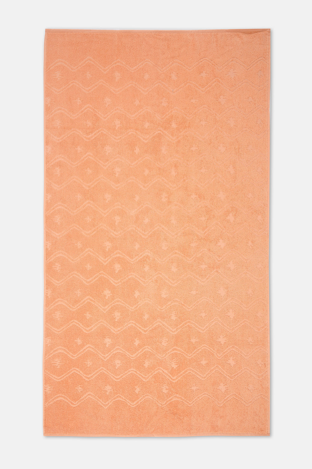 Turuncu Zigzag Dokulu Düz Renk Havlu 85X150