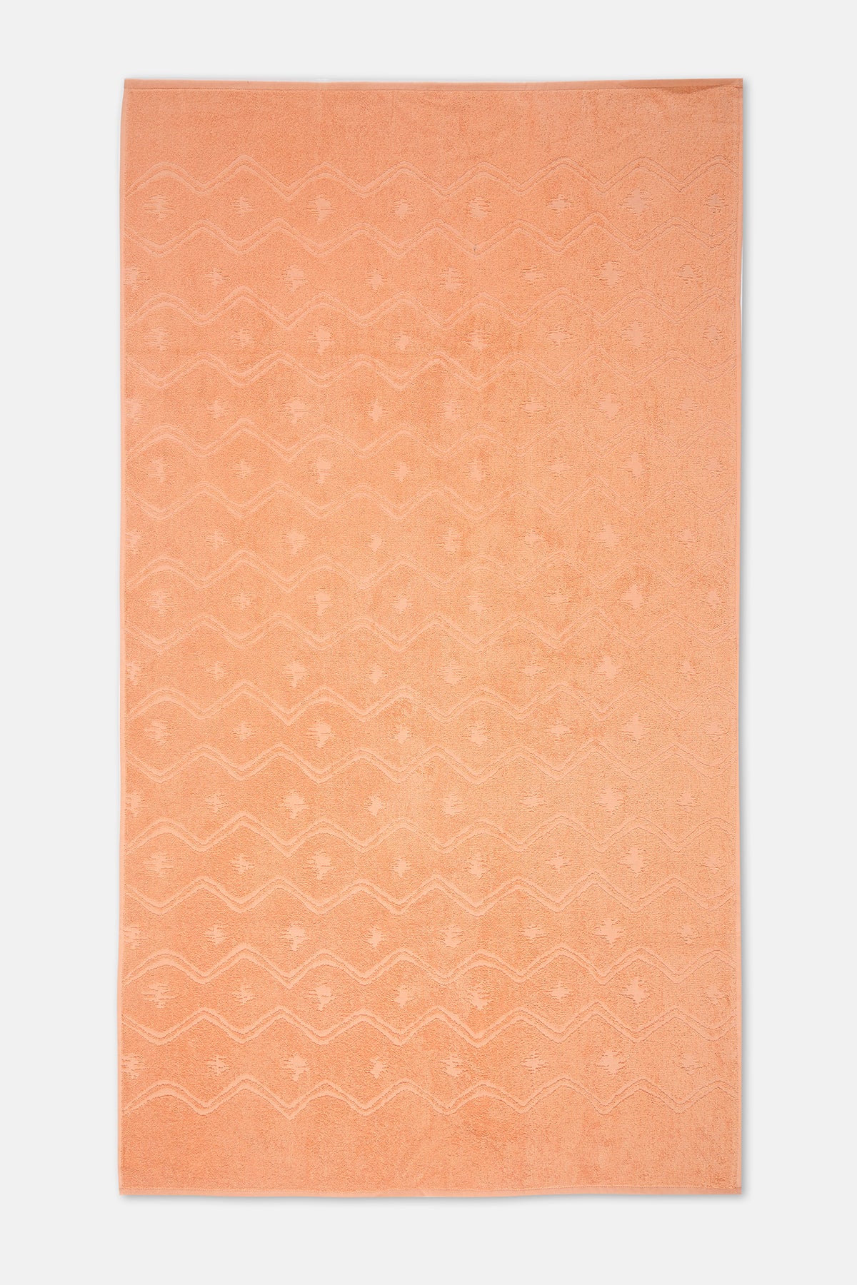 Turuncu Zigzag Dokulu Düz Renk Havlu 85X150
