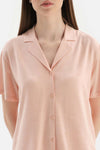 Açık Pembe Kısa Kollu Dokuma Gömlek