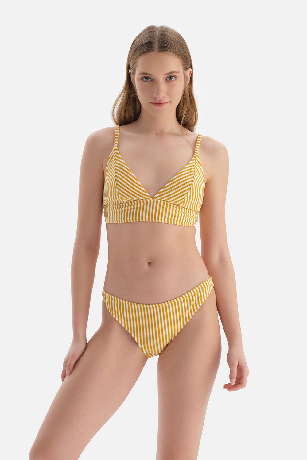 Sarı Çizgili Düşük Bel Bikini Altı