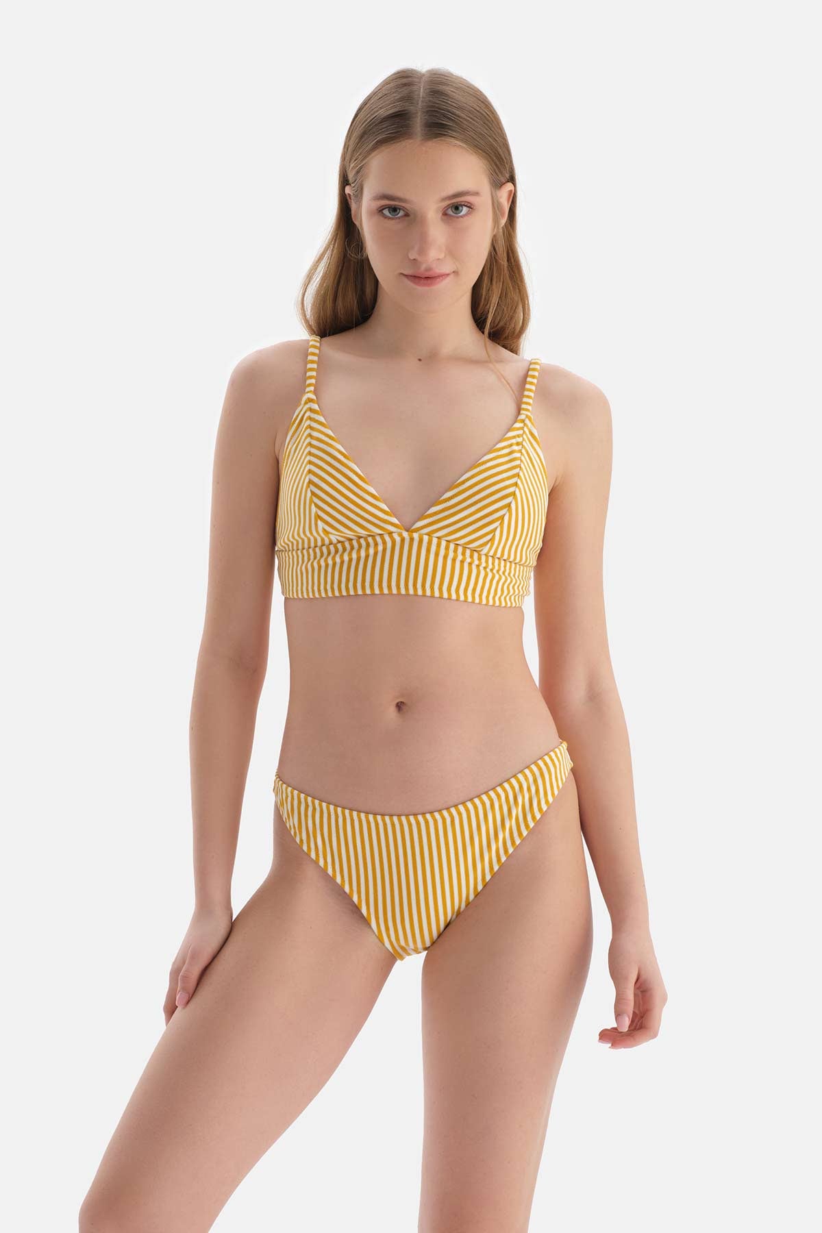 Sarı Çizgili Düşük Bel Bikini Altı