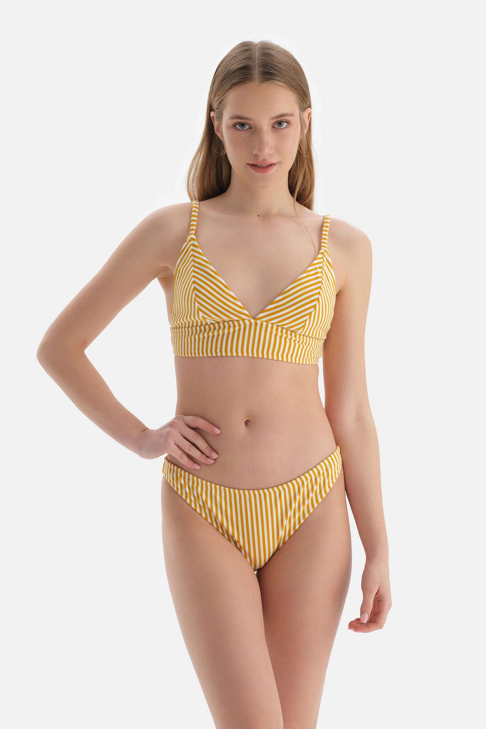 Sarı Çizgili Düşük Bel Bikini Altı