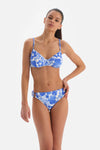 Mavi - Beyaz Yüksek Bel Bikini Altı