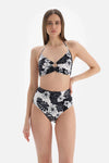 Siyah Beyaz Yüksek Bel Bikini Altı