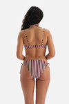 Bordo-Ekru Spagetti Bikini Altı