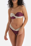 Bordo-Ekru Yüksek Bel Bikini Altı