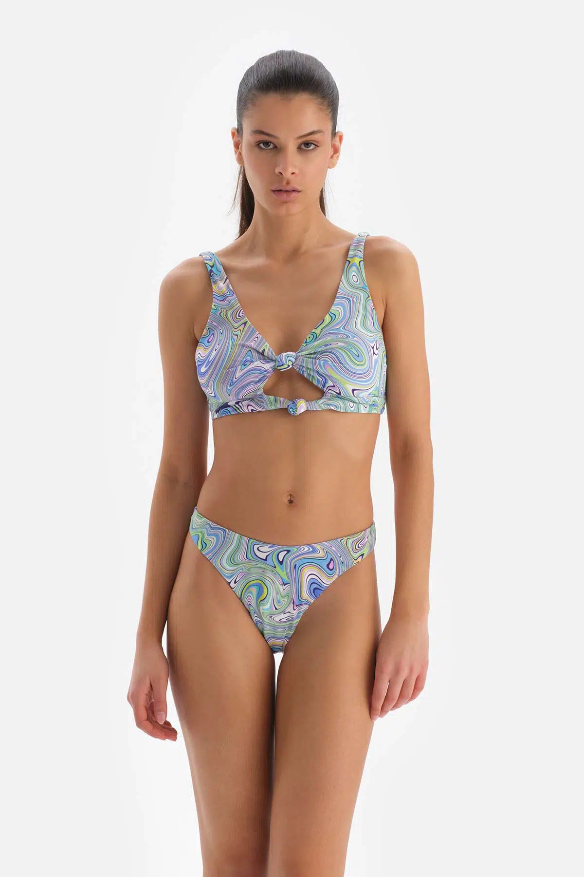 Lila - Yeşil Bralet Bikini Üstü