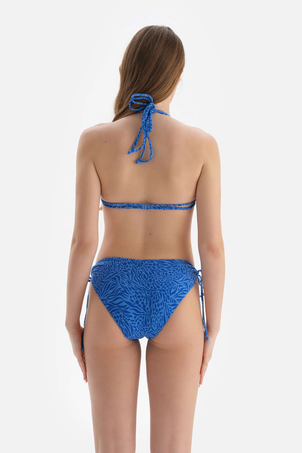 Mavi Üçgen Balensiz Küçük Bikini Üstü