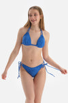 Mavi Üçgen Balensiz Küçük Bikini Üstü