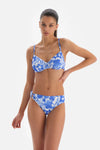 Mavi - Beyaz Toparlayıcı Balenli Bikini Üstü