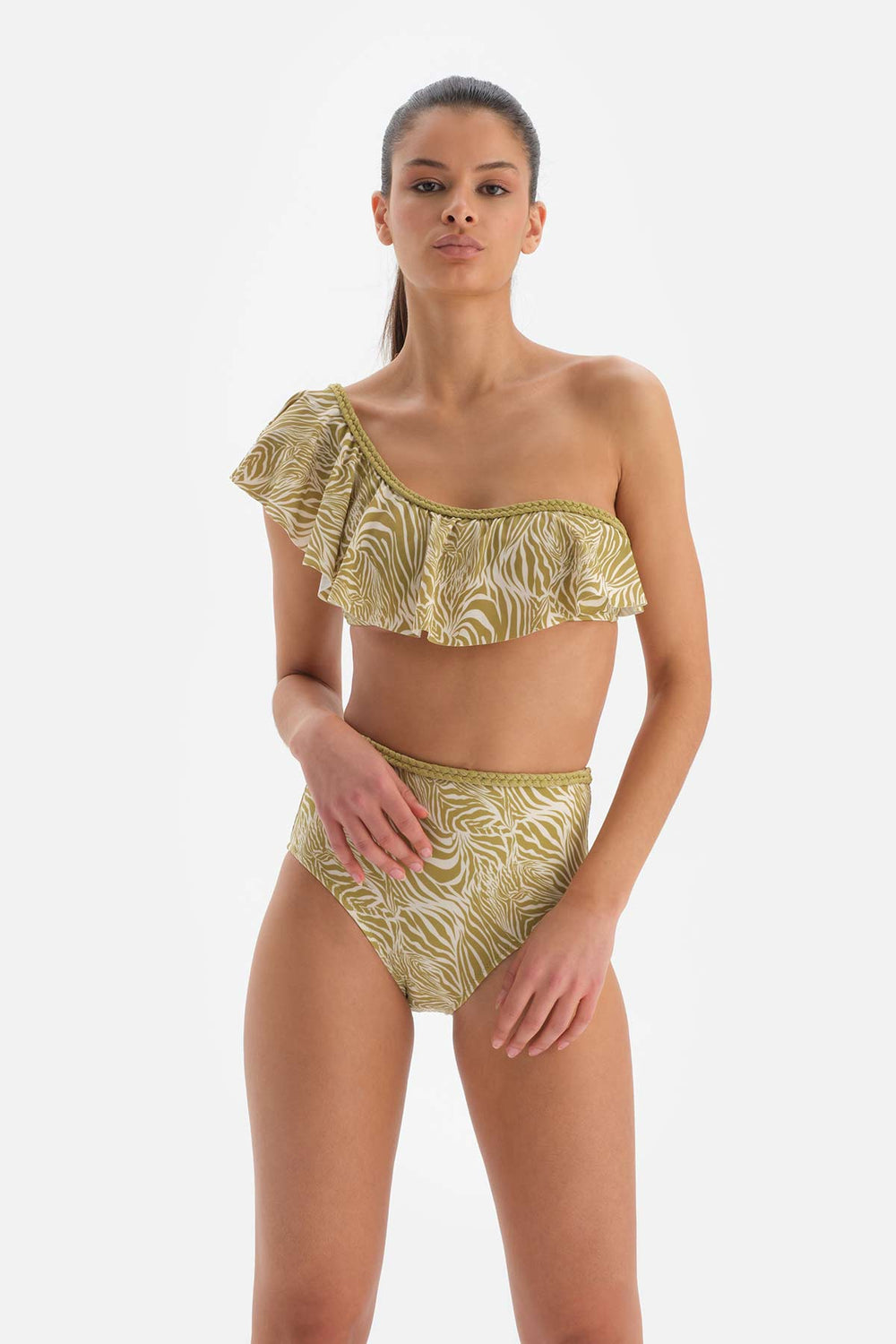 Fıstık Yeşili Volanlı Bikini Üstü