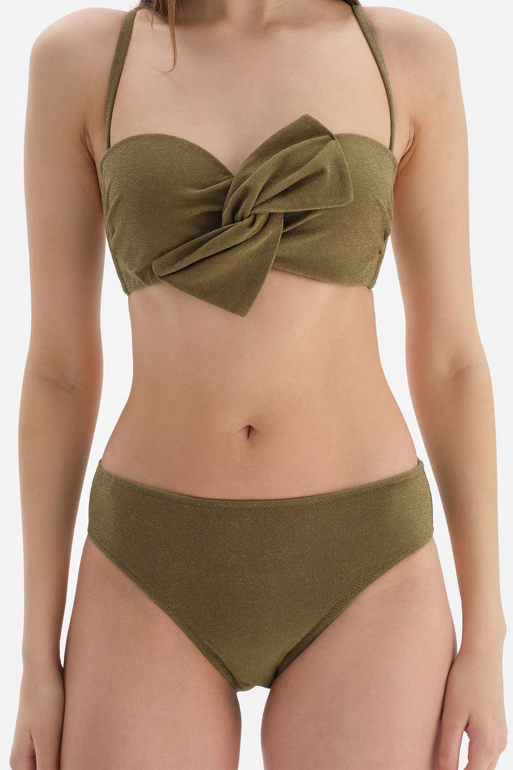 Yeşil Straplez Kaplı Bikini Üstü