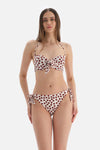 Kahve - Ekru Kaplı Bikini Üstü
