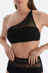 Siyah Tek Omuz Bikini Üst