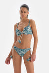 Yeşil - Ekru Kaplı Bikini Üstü