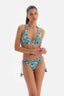 Yeşil - Ekru Üçgen Geniş Bikini Üstü