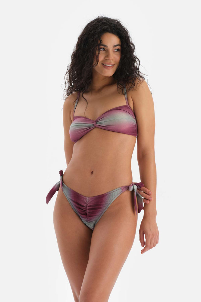 Bordo - Yeşil Üçgen Geniş Bikini Üstü