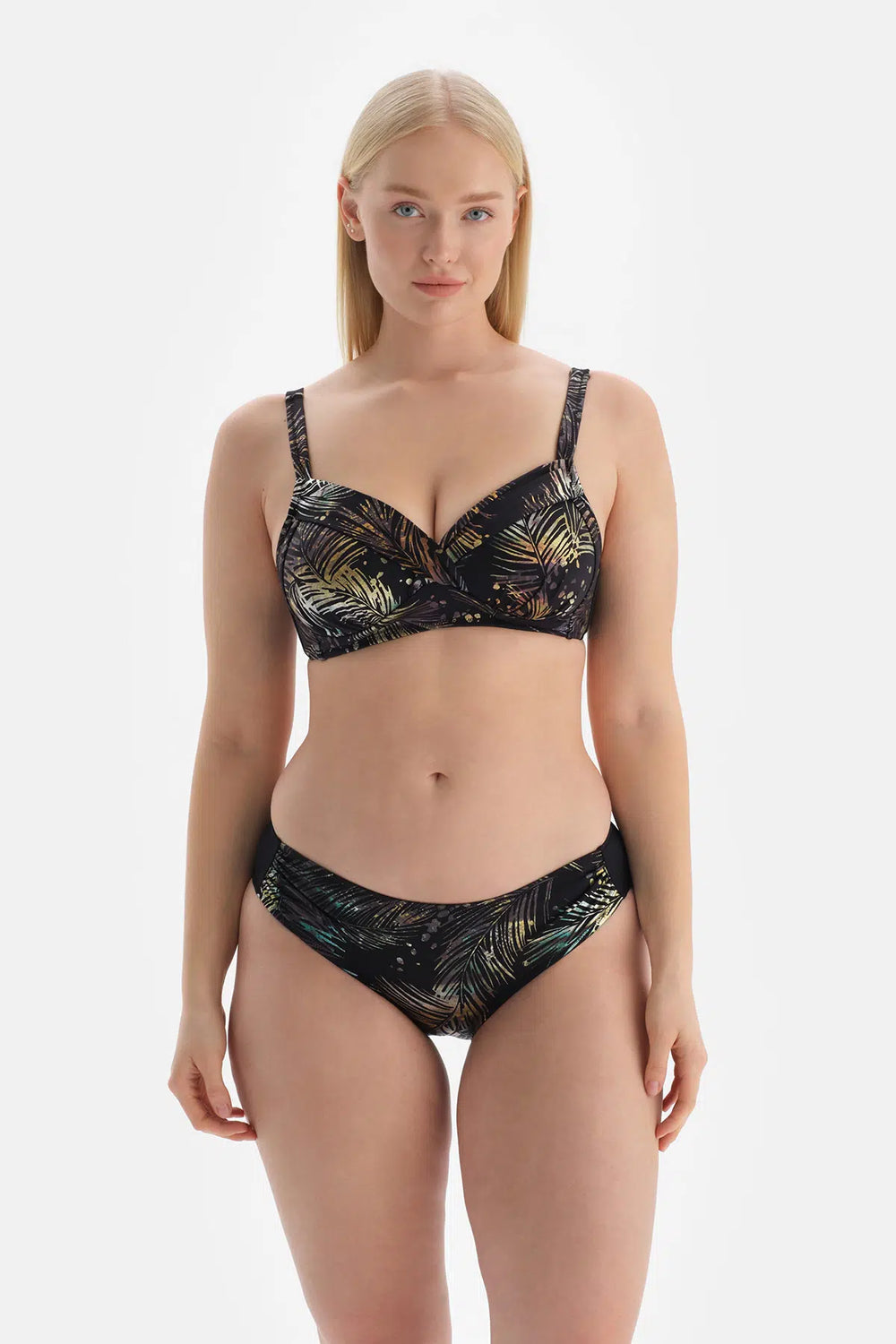 Siyah - Yeşil Korseli Toparlayıcı Bikini Üstü