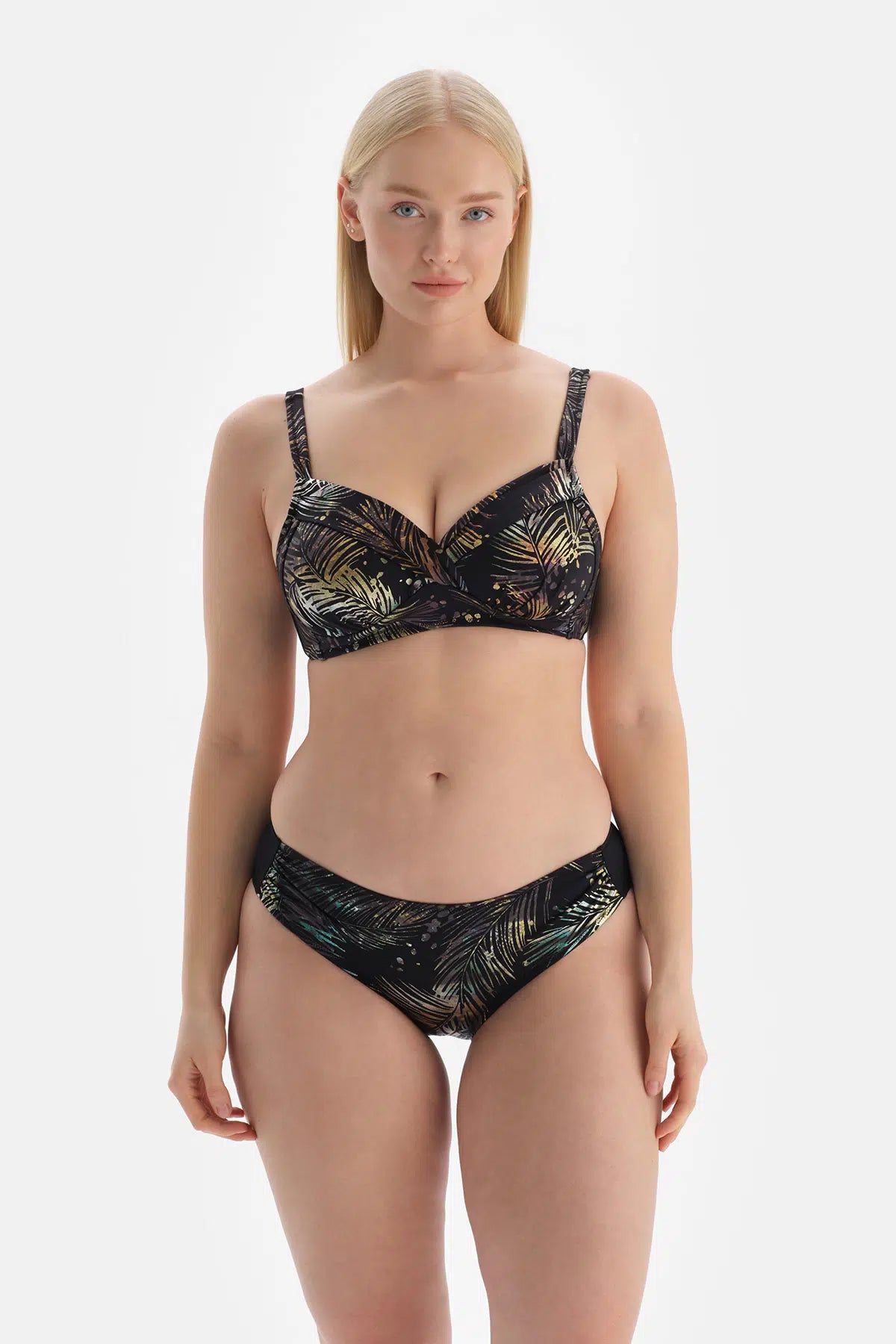 Siyah - Yeşil Korseli Toparlayıcı Bikini Üstü