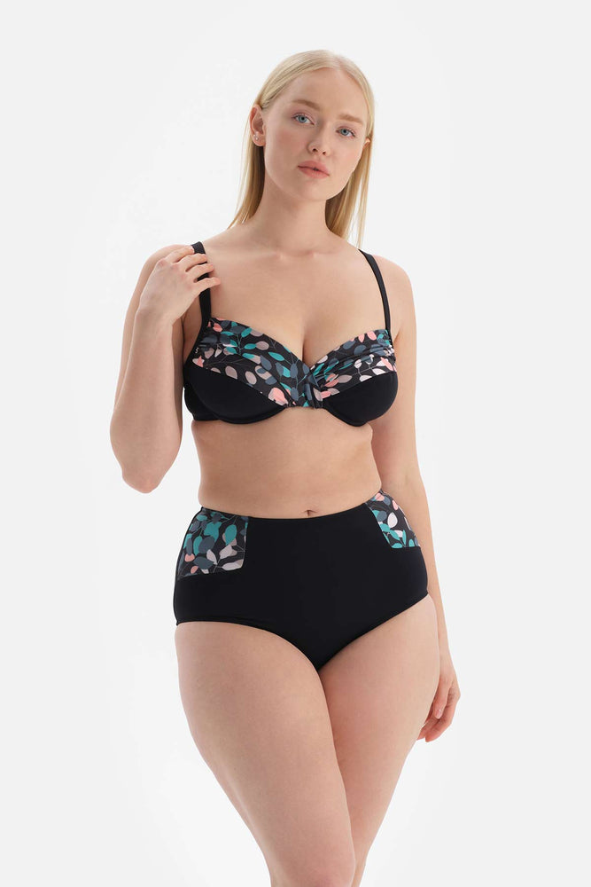 Siyah - Yeşil Korseli Toparlayıcı Bikini Üstü