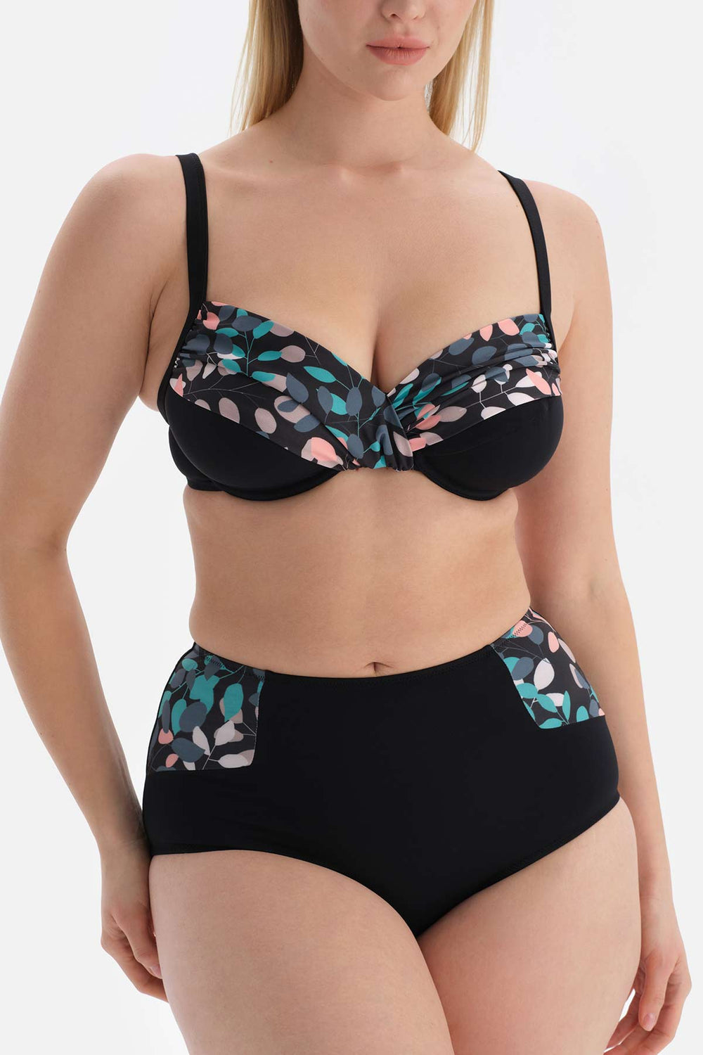 Siyah - Yeşil Korseli Toparlayıcı Bikini Üstü