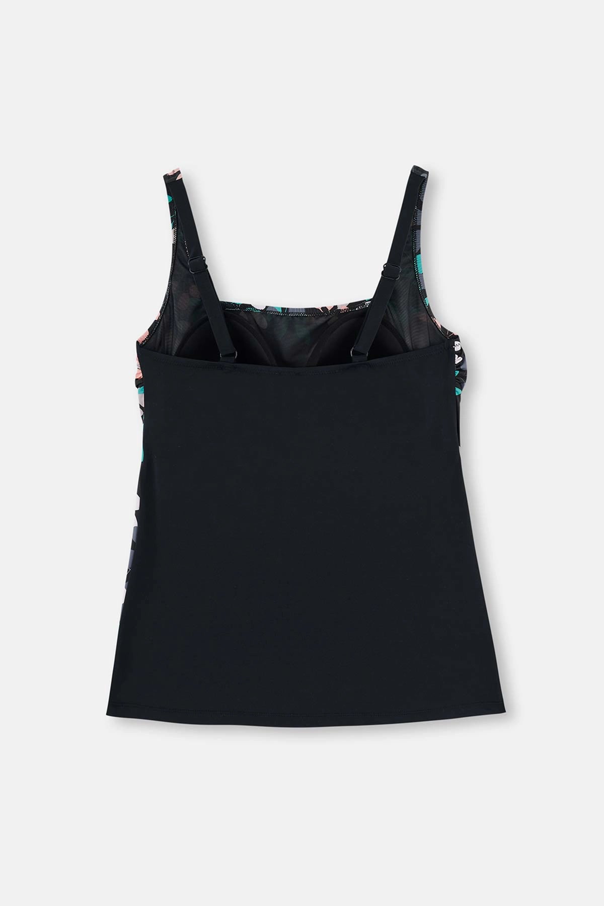 Siyah - Yeşil Korseli Toparlayıcı Tankini Üst