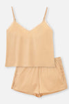Bej Dantel Detaylı Camisole Takım