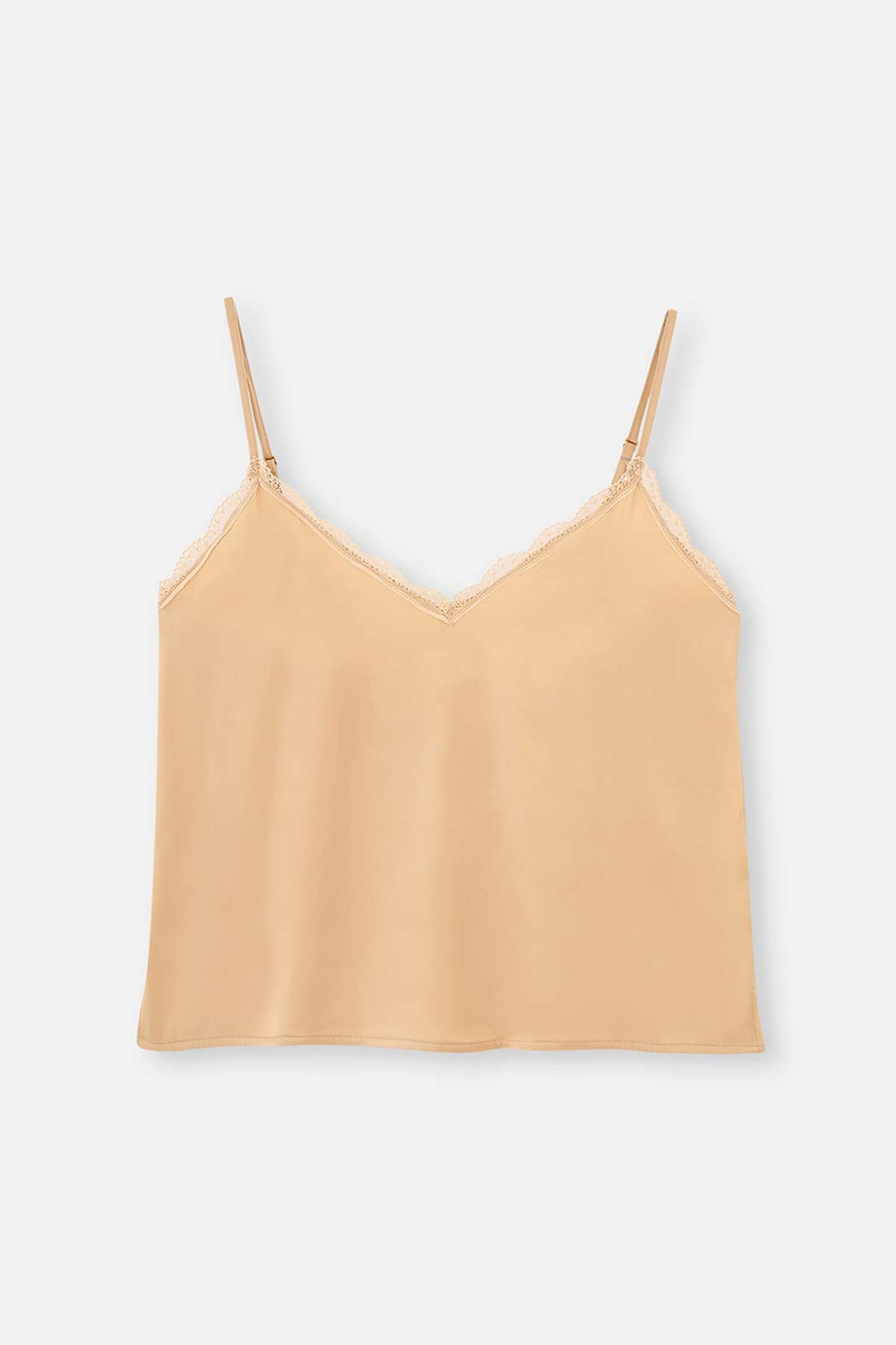Bej Dantel Detaylı Camisole Takım