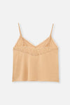 Bej Dantel Detaylı Camisole Takım