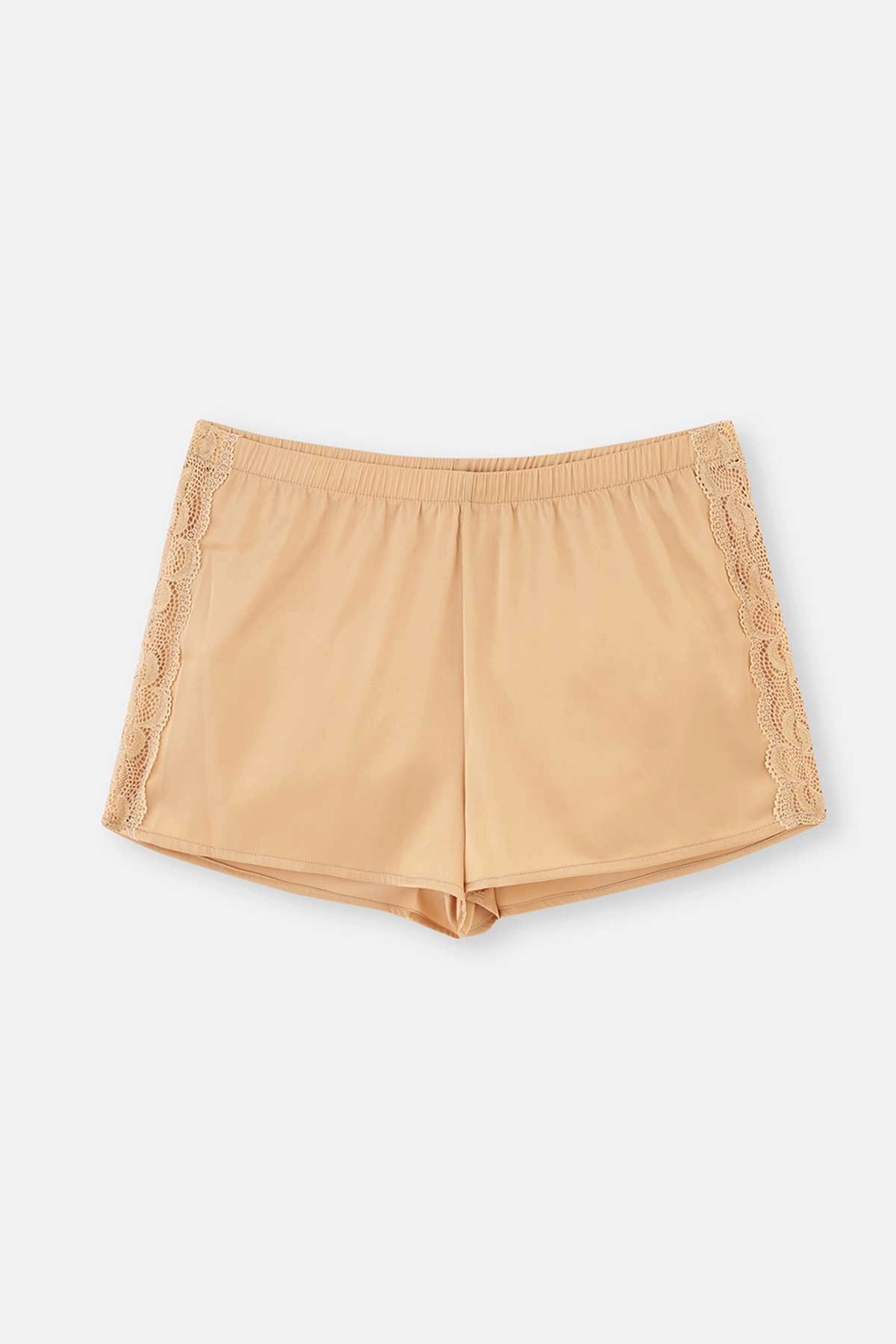 Bej Dantel Detaylı Camisole Takım