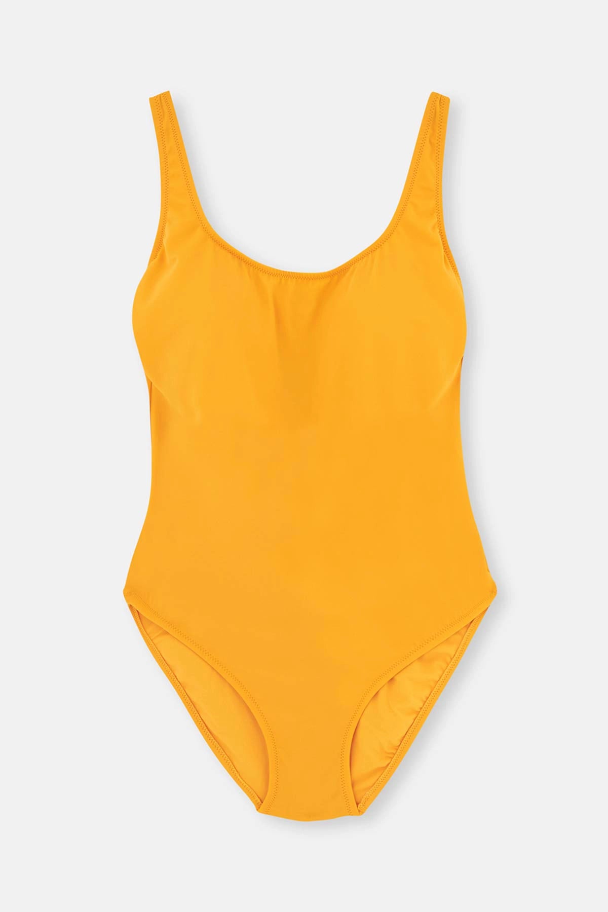 Sarı Balensiz U Yaka Kalın Askılı Mayo