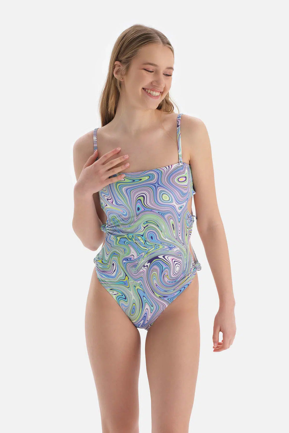 Lila - Yeşil Straplez Mayo