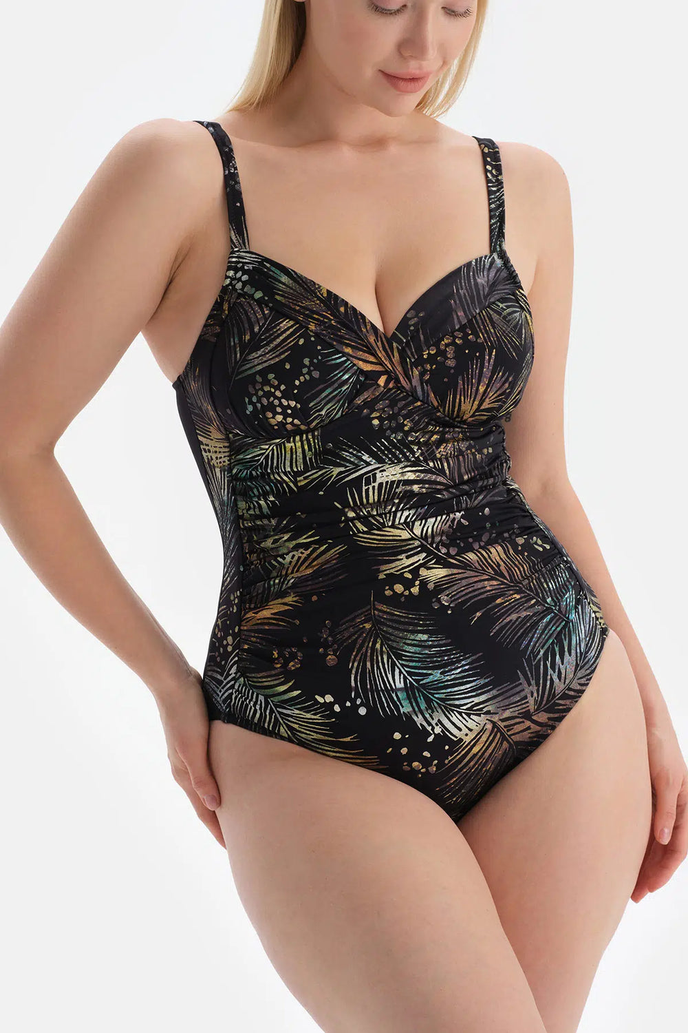 Siyah - Yeşil Korseli Toparlayıcı Mayo