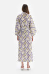 Yeşil - Mavi Keten Uzun Kimono