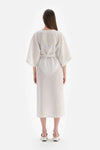 Beyaz Keten Uzun Kimono