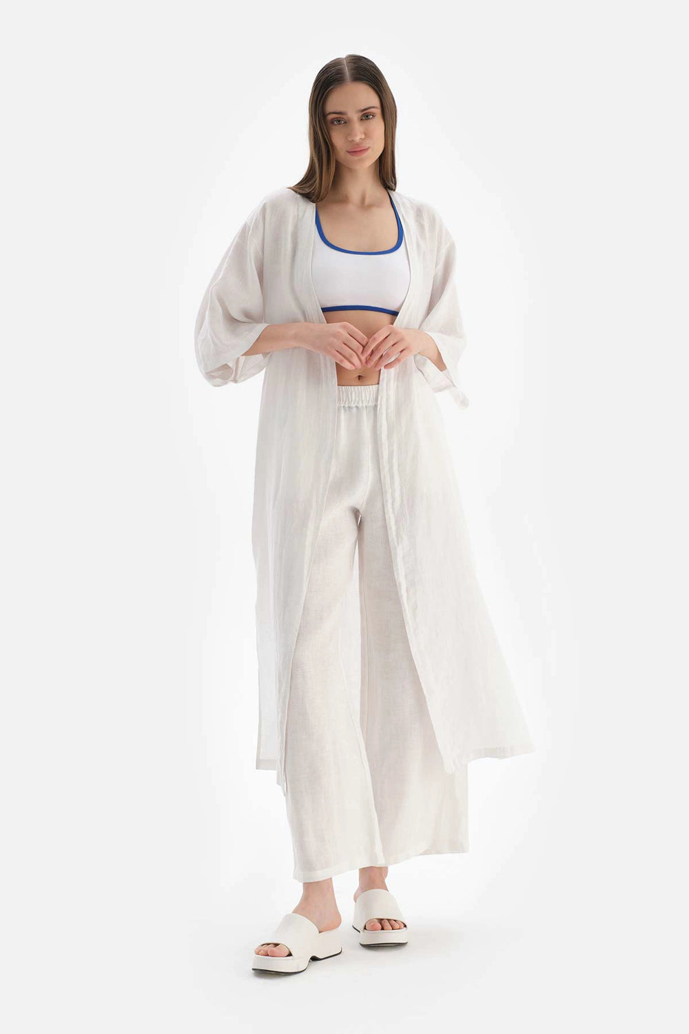 Beyaz Keten Pantolon