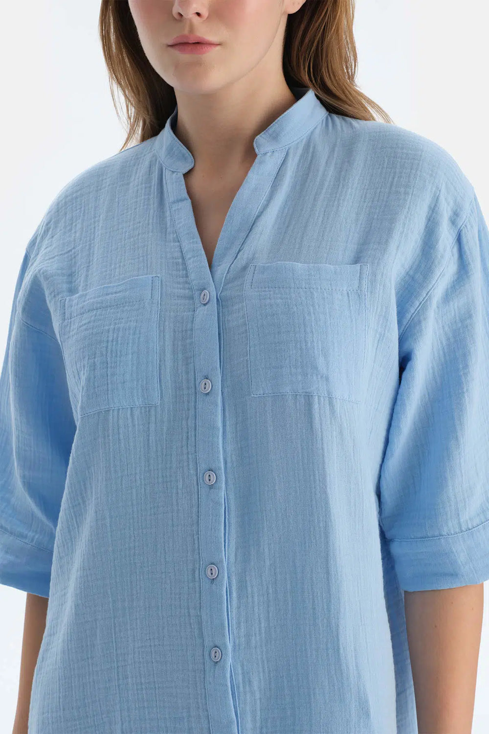 Mavi Müslin Gömlek