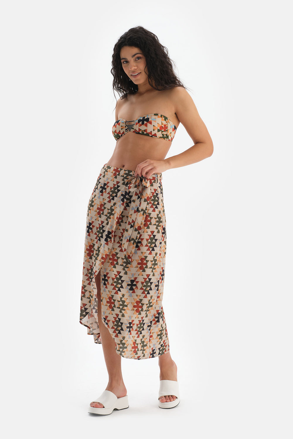 Yeşil - Kahve Bağmalı Etek