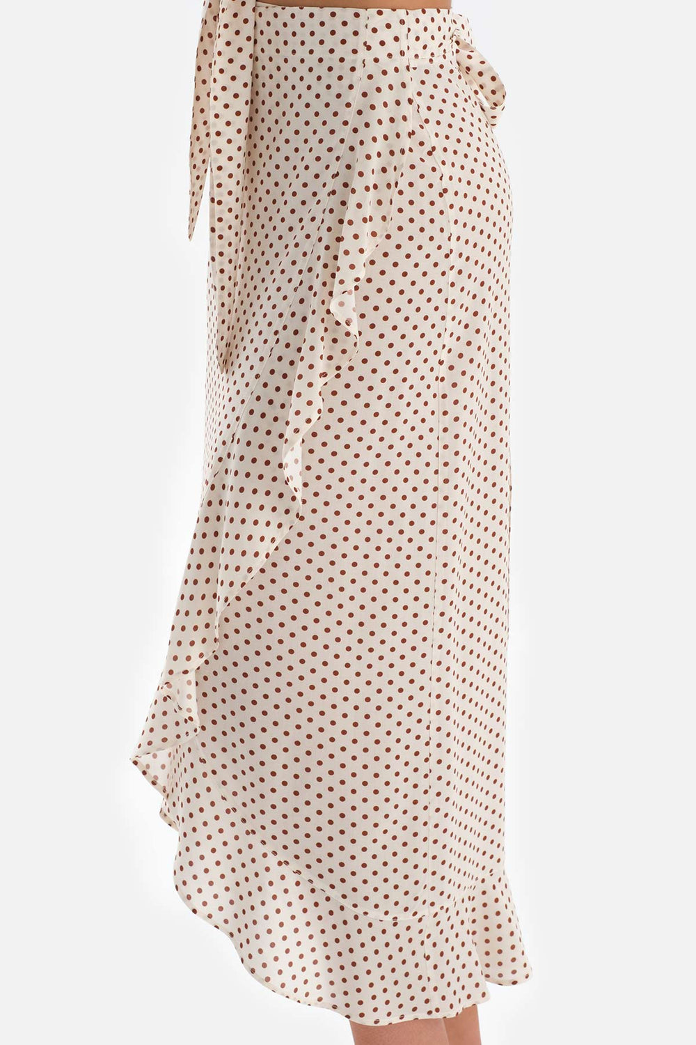 Ekru-Kahve Bağlamalı Etek