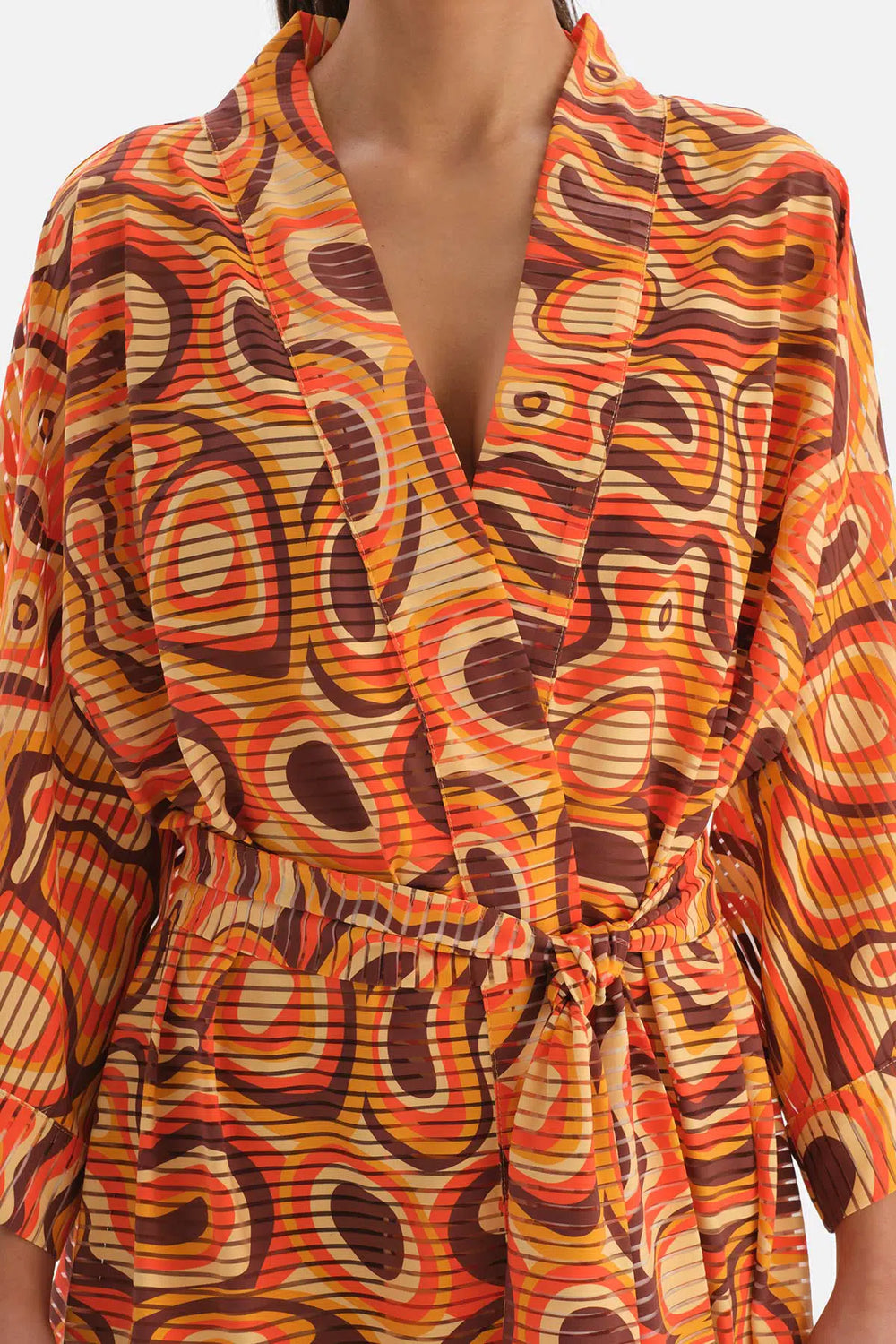 Kiremit - Turuncu Kısa Kimono