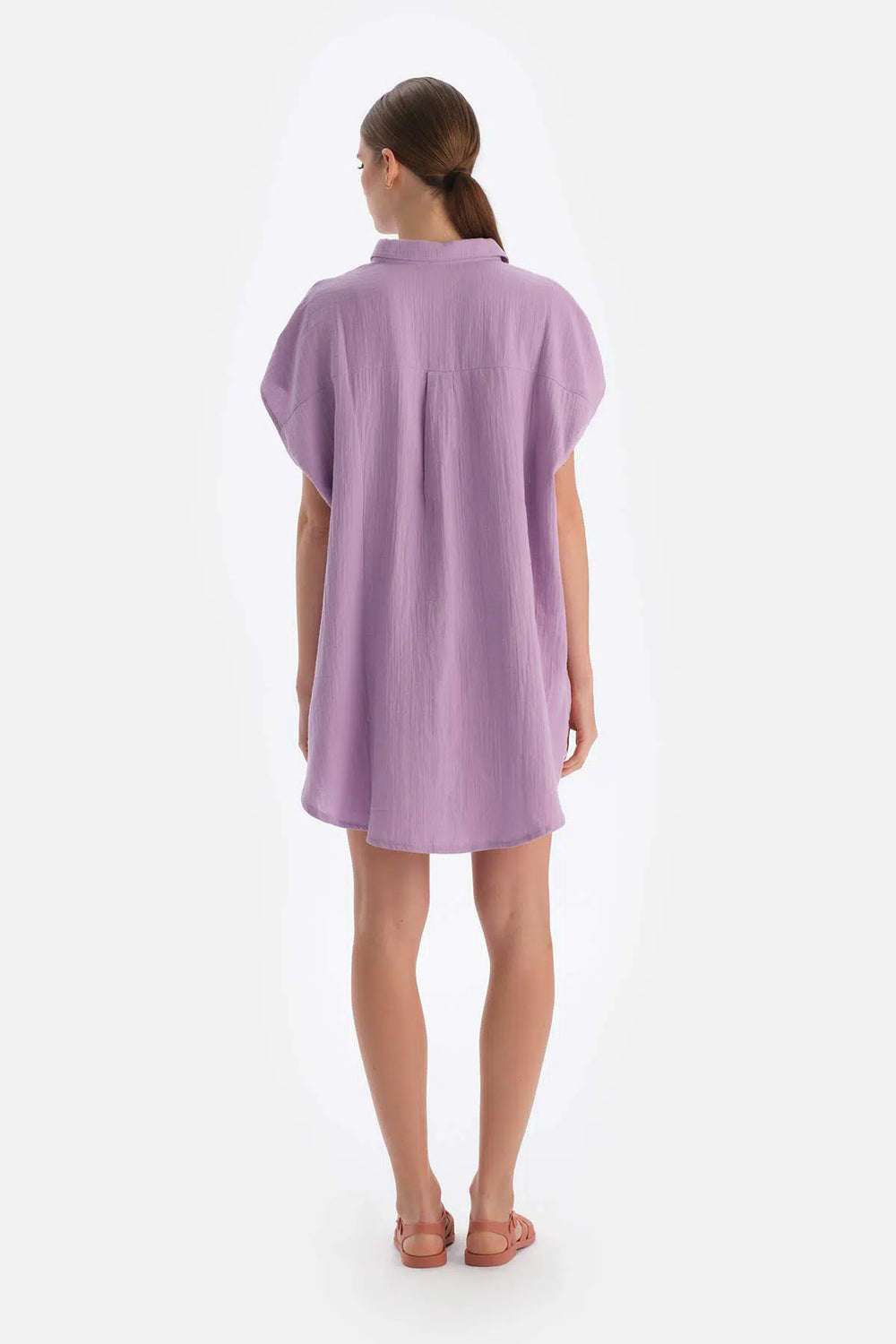 Mor Müslin Uzun Gömlek