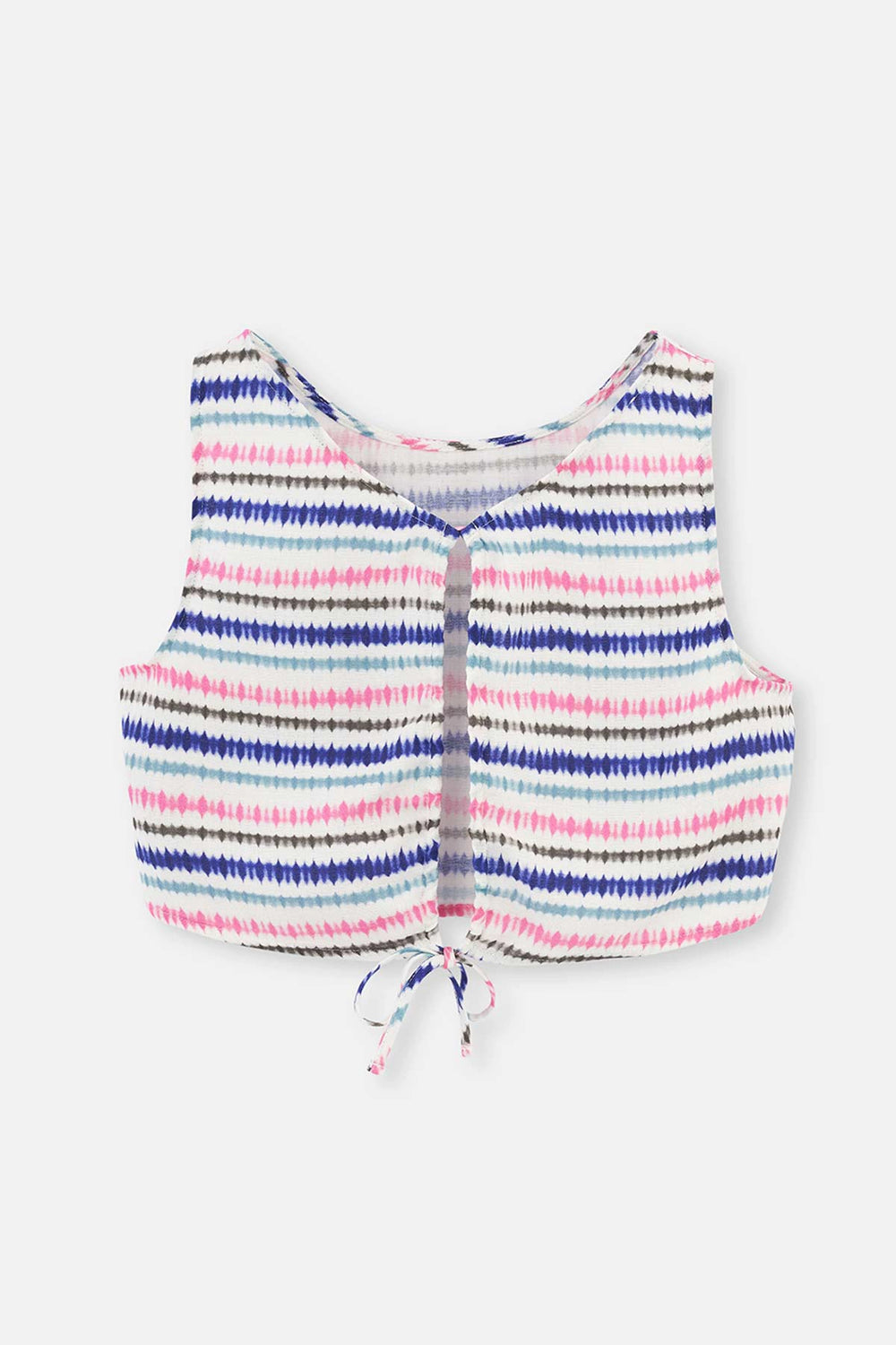 Pembe-Mavi Müslin Kısa Üst