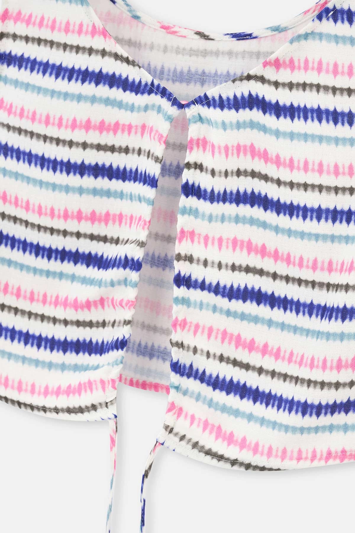 Pembe-Mavi Müslin Kısa Üst