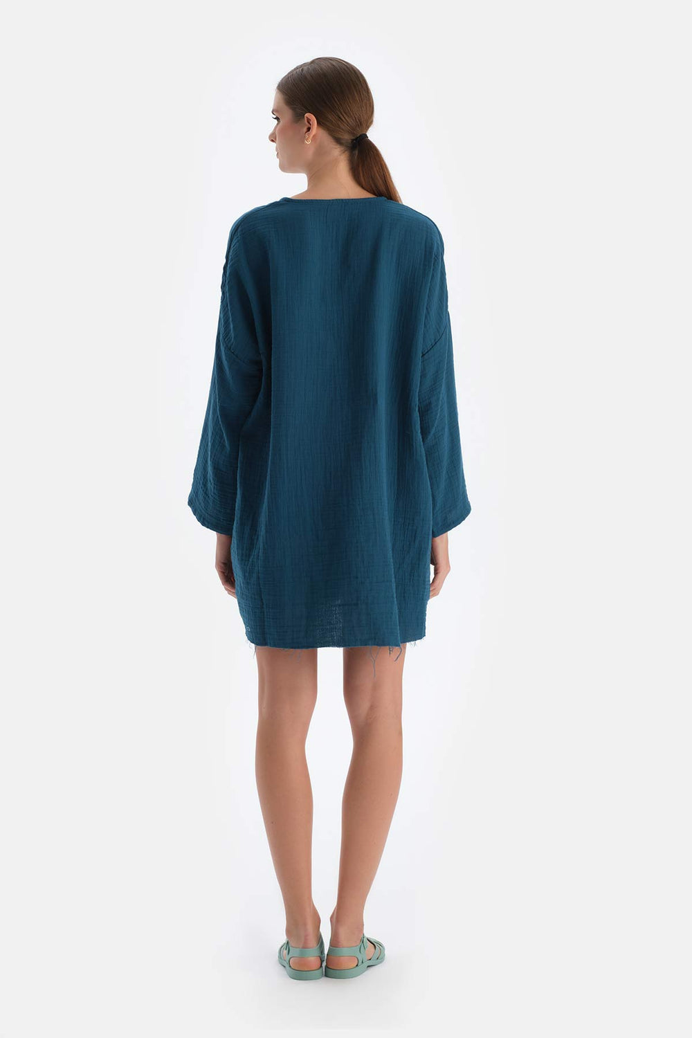 Yeşil Müslin Uzun Gömlek